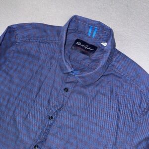 Robert Graham Shirt Mens XL Blue Tailored Fit Modern Americana Cotton Dress